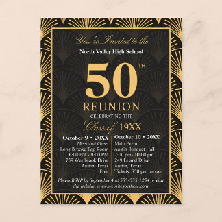 Cartão Postal Class of 1976 50th Reunion Invitation Art Deco