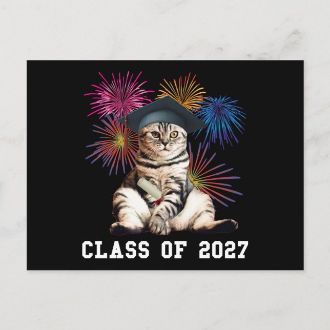 Cartão Postal Class of 2027 Cat Lover (Frente)