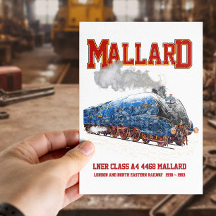 Cartão Postal Classe A4 Mallard - Locomotiva a Vapor Mais Rápida