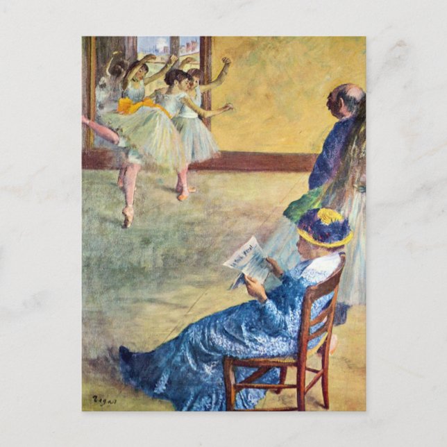 Cartão Postal Classe balé, Salão de Dança por Edgar Degas (Frente)