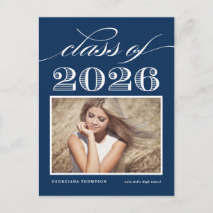 Cartão Postal Classe de 2022 Typografia Clássica Graduação Az