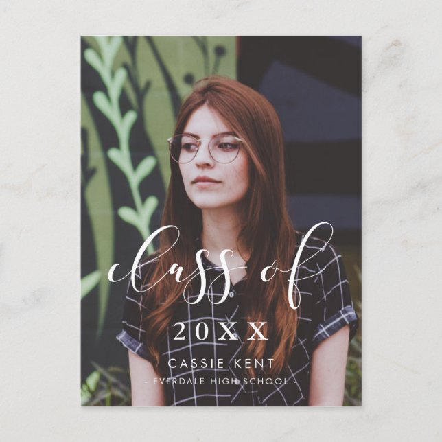 Cartão Postal Classe de 2025: fotografia elegante de graduação (Frente)