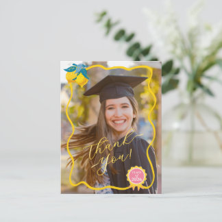 Cartão Postal Classe de 26 Foto de Formatura com Limão em Aquare