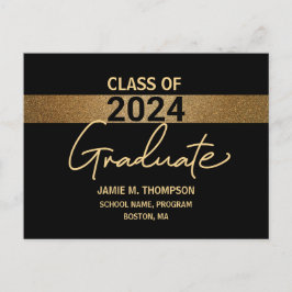 Cartão Postal Classe de Anúncio de Formatação Dourada e Negra de
