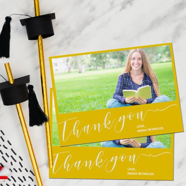 Cartão Postal Classe de Graduação de Foto Amarela 2023 Obrigado (Criador carregado)