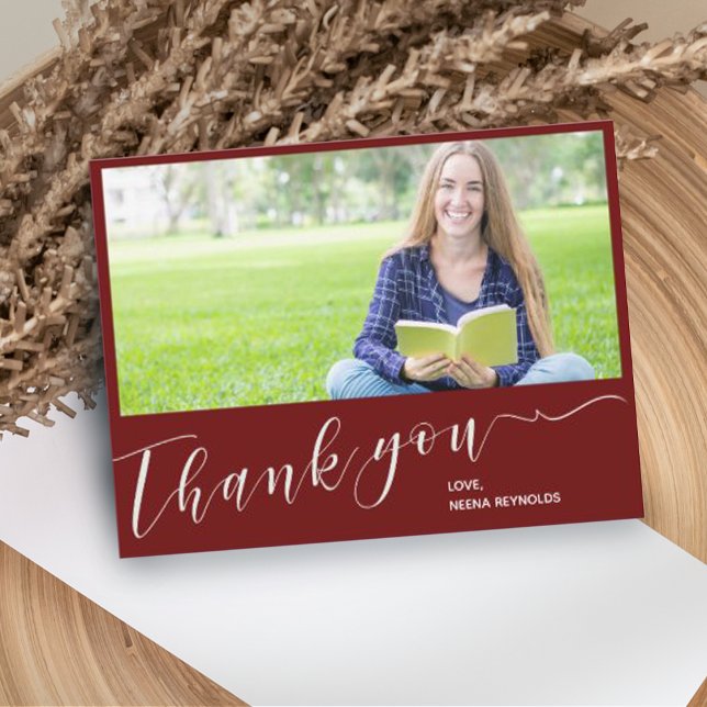 Cartão Postal Classe de Graduação de Foto Vermelha 2023 Obrigado (Criador carregado)