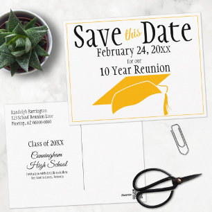 Cartão Postal Classe de Reunião Salva O Boné de formatura Laranj