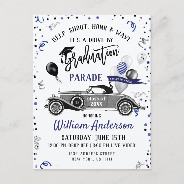 Cartão Postal Classe engraçada de 2024 DRIVE BY Festa de formatu (Frente)