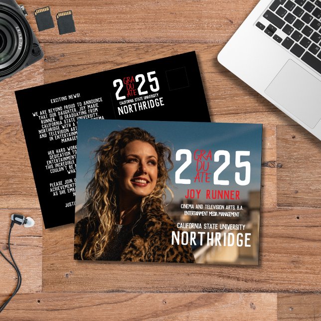 Cartão Postal Classe Moderna Negrito de Graduação de Foto 2025 (Criador carregado)