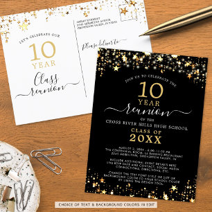 Cartão Postal Classe Reunião Black Dourado Stars Luzes A Qualque