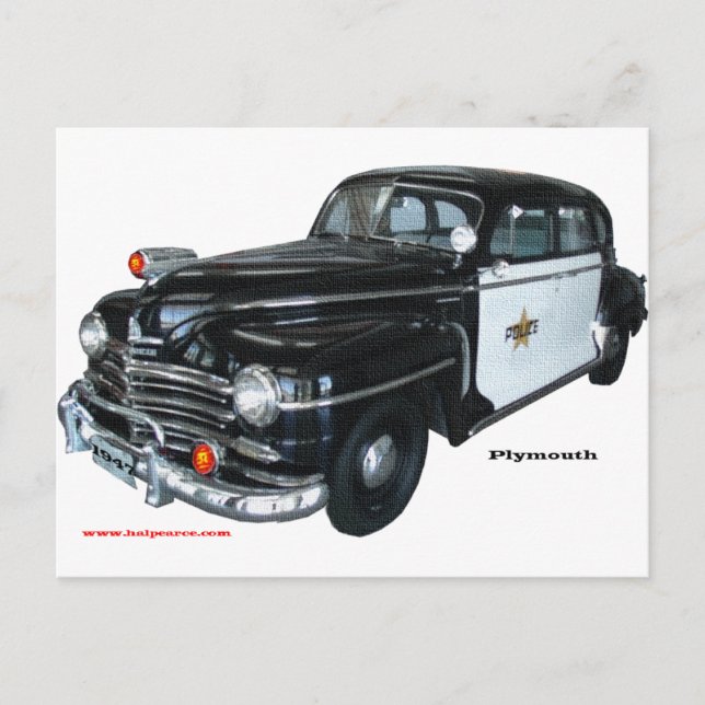 Cartão Postal Classic_1947_Plymouth_Police_Car_Texturized (Frente)