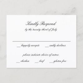Cartão Postal Classic Black and White Timeless Wedding RSVP