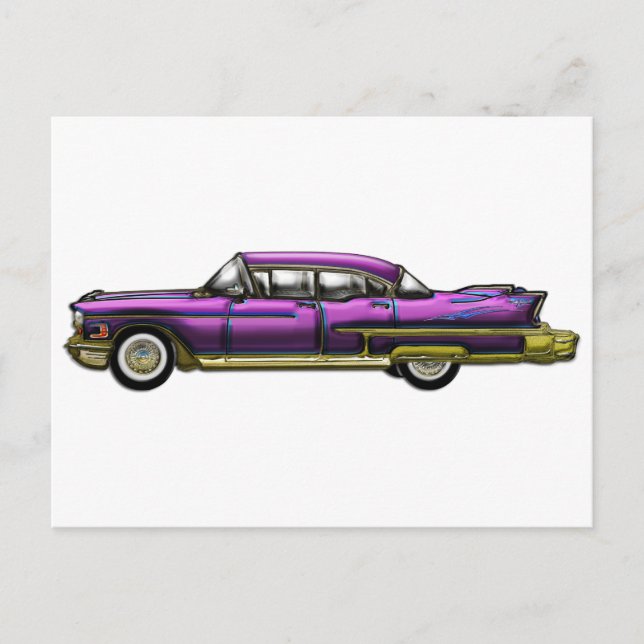 Cartão Postal Classic Car with Finns (Frente)