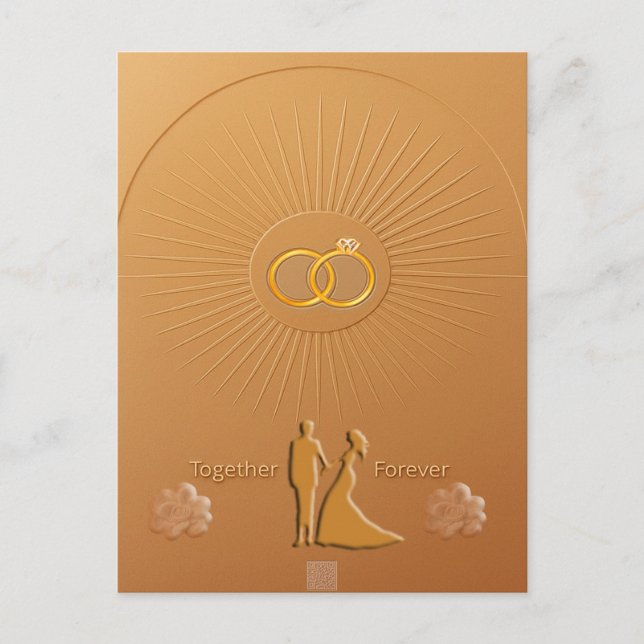 Cartão Postal Classic Gold & Bronze Wedding Announcement (Frente)