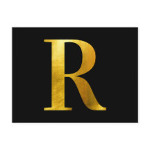 Classic Gold Foil Monogram R on Black