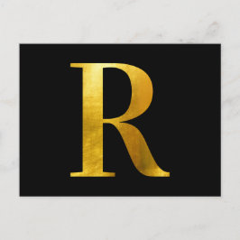 Cartão Postal Classic Gold Foil Monogram R on Black