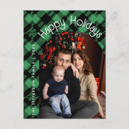 Cartão Postal Classic Holiday Green Checkered Pattern 