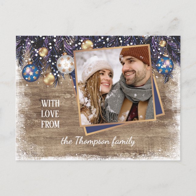 Cartão Postal Classic Love Seasons saúda o padrão de Woodgrain (Frente)