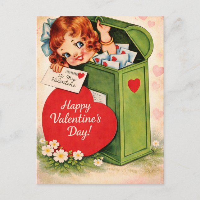 Cartão Postal Classic Retro Style Valentine’s Postcard  (Frente)