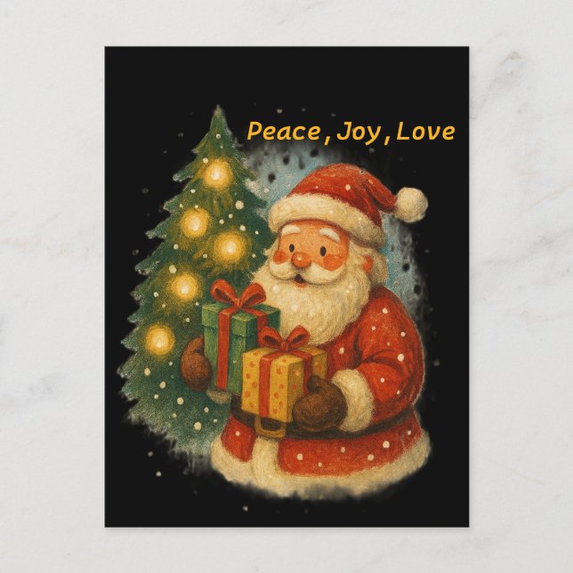 Cartão Postal Classic Santa Under the Tree Christmas Post Card (Frente)