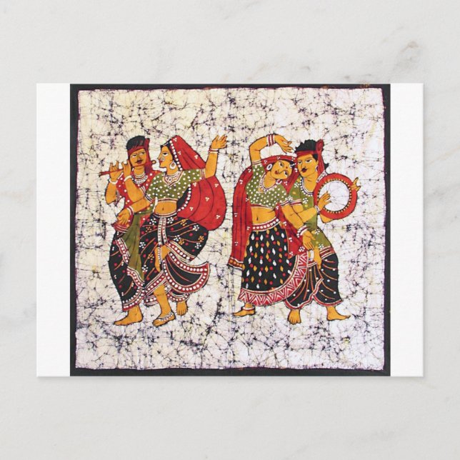 CARTÃO POSTAL CLASSIC VIBRANT INDIAN BATIK PAINTING (Frente)