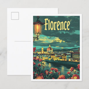 Cartão Postal Clássica Arte Florença Itália Viagens vintage Retr