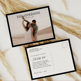 Cartão Postal Clássica Foto de Casamento Moderno Obrigado