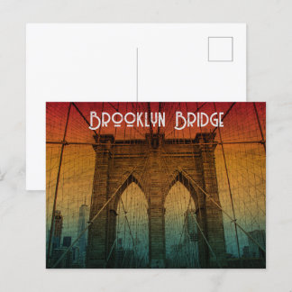 Cartão Postal Clássica Vintage Sunset Ponte Brooklyn Nova York