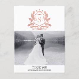 Cartão Postal Clássico Rosa Dourado Casamento Obrigado Cartão-Po