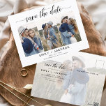 Cartão Postal Clássico Salve a Data 4 Foto Elegante Moderno<br><div class="desc">Paisagem Moderna e Elegante Horizontal Quatro (4) Foto Salve o Magnete de Casamento de Data com tipografia de script com letra de mão. O ímã para salvar o convite de data inclui tipografia de script e chic e design simples para a qual você pode adicionar sua fotografia personalizada de noivado....</div>