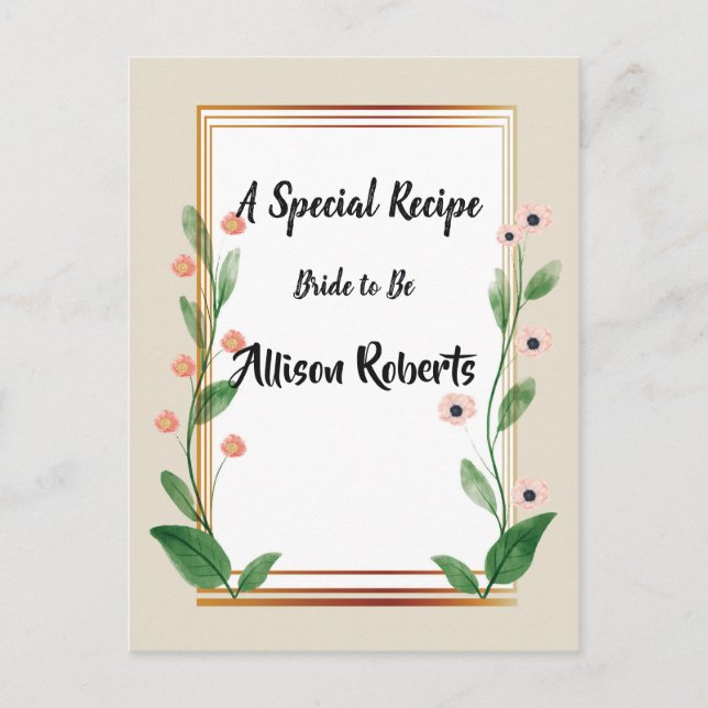 Cartão Postal Clássico & Sofisticado Chá de Noiva Elegante (Frente)