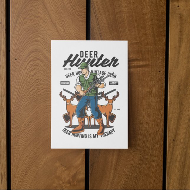 Cartão Postal Clássico Vintage Deer Cote Cote Mancave (deer hunter vintage postcard)
