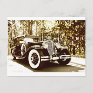 Cartão Postal Clássico Vintage Sepia Car
