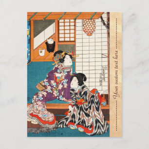 Cartão Postal Clássico vintage ukiyo-e geishas utagawa japonês