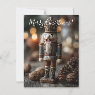 Cartão Postal Clássico Wooden Nutcracker Figurina de Natal