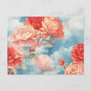 Cartão Postal Clássicos - Rosas Vermelhas e Rosas Angélicas em n