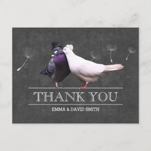 Cartão Postal Classy Chalkboard Mr e Mrs Birds Obrigado