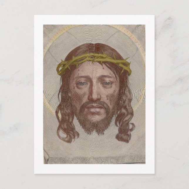 Cartão Postal Claude Mellan’s Face of Christ 1649 engraving (Frente)
