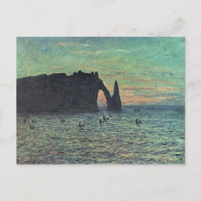Cartão Postal Claude Monet | A Agulha Oca em Etretat, 1883 (Frente)