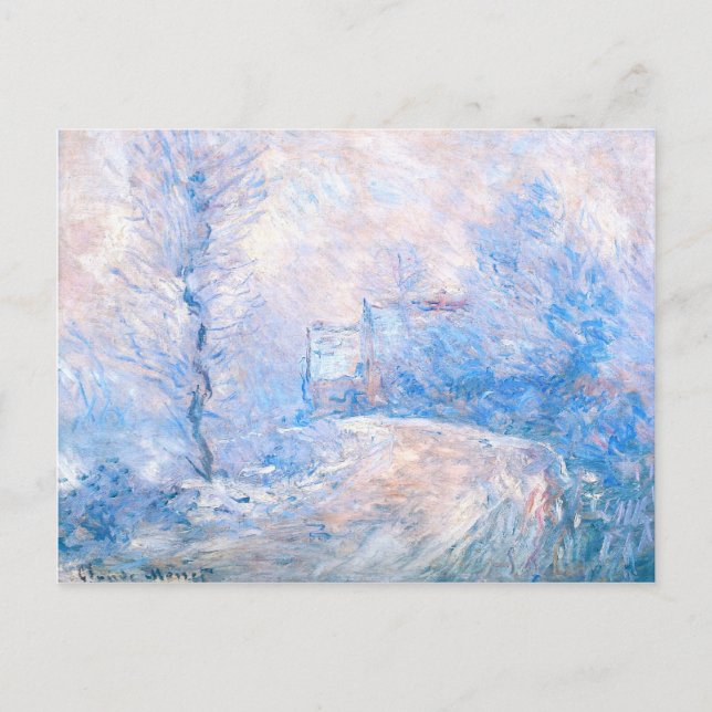 Cartão Postal Claude Monet: A entrada para Giverny sob neve (Frente)