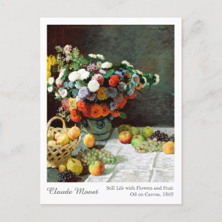Cartão Postal Claude Monet Ainda vive com flores e Frutas