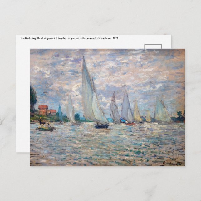 Cartão Postal Claude Monet - Boats Regatta na Argentina (Frente/Verso)
