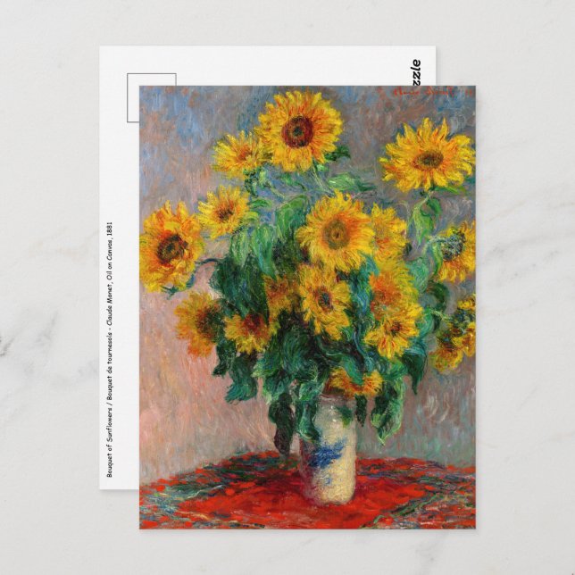 Cartão Postal Claude Monet - Buquê de Sunflower (Frente/Verso)