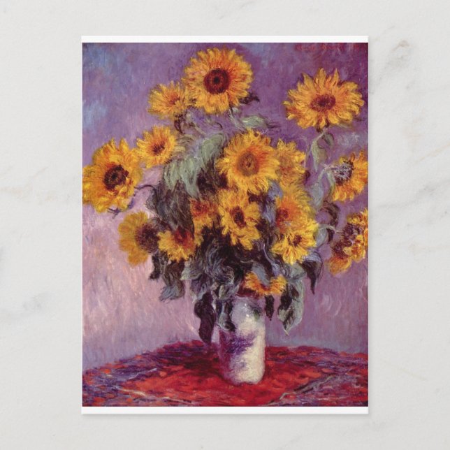 Cartão Postal Claude Monet Buquê de Sunflower (Frente)