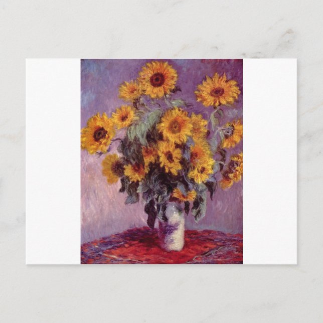 Cartão Postal Claude Monet Buquê de Sunflower (Frente)