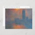 Cartão Postal Claude Monet - Câmaras do Parlamento, Londres<br><div class="desc">Casas do Parlamento,  Londres,  Sun Breaking Through / Londres,  le Parlement,  Trouée de soleil dans le brouillard,  por Claude Monet,  em 1904</div>
