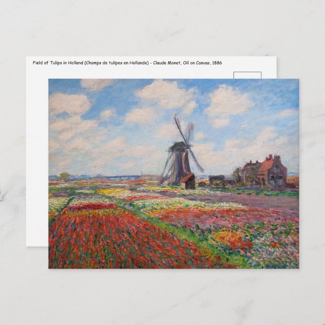 Cartão Postal Claude Monet - Campo das Tulipas na Holanda (Frente/Verso)