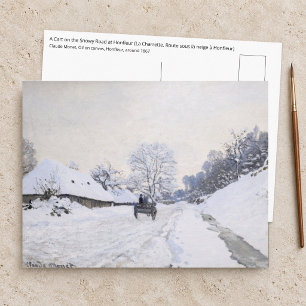 Cartão Postal Claude Monet - Carroça na Estrada Nevada em Honfle