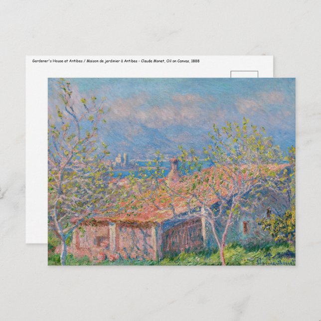 Cartão Postal Claude Monet - Casa dos Jardineiros em Antibes (Frente/Verso)