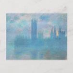 Cartão Postal Claude Monet. Casas do Parlamento em Londres. Azul<br><div class="desc">Claude Monet "Houses of Parliament,  London",  cartão postal.</div>